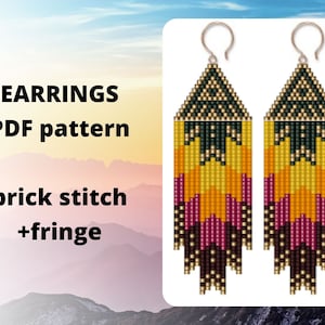 Native style Seed bead earring pattern, Beaded fringe earring pattern, PDF UKRAINE digital download pattern