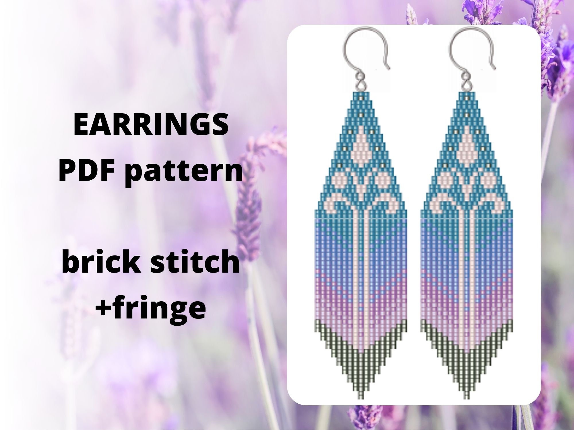 Brick stitch fringe earring pattern Beaded earring pattern Etsy