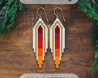 Beaded fringe earring pattern, Brick stitch, Seed bead, Beadweaving ombre, Ethnic design, Earring making, PDF digital 086