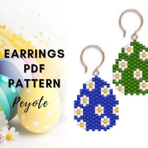 Easter flower egg peyote earring pattern, Seed bead pattern, Beaded earring pattern, DIY Jewelry making, Bead weaving, PDF digital, 535