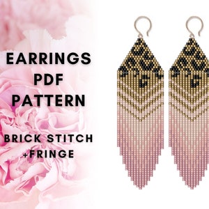 Leopard skin seed bead earring pattern, Animal print pattern, Fringe earring pattern, Brick stich pattern, PDF digital download