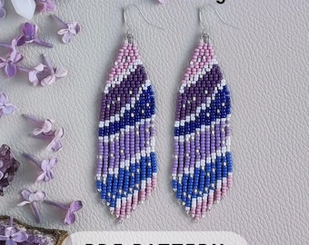 Pastel Fringe Earrings Pattern PDF, Pink Blue Ombre Bead Earring, Boho Beaded Fringe, Long Dangle Statement Earring PDF instant download 017