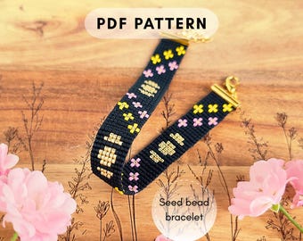 Narrow loom bracelet pattern, Seed Bead Pattern, Triple Moon design Moon Phases Beading Pattern Celestial DIY Jewelry PDF digital 003