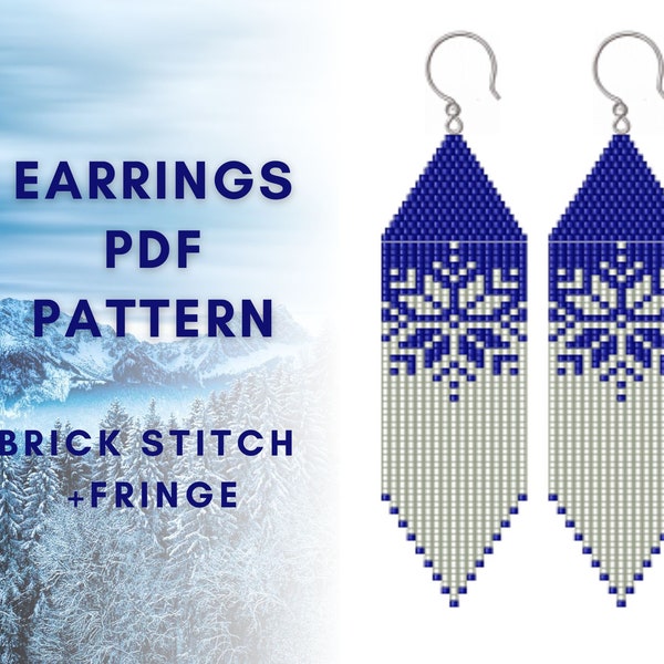 Seed bead earring pattern, Nordic star earring, Ugly sweater earring, Christmas earring, Brick stitch, Bead earring pattern, PDF digital