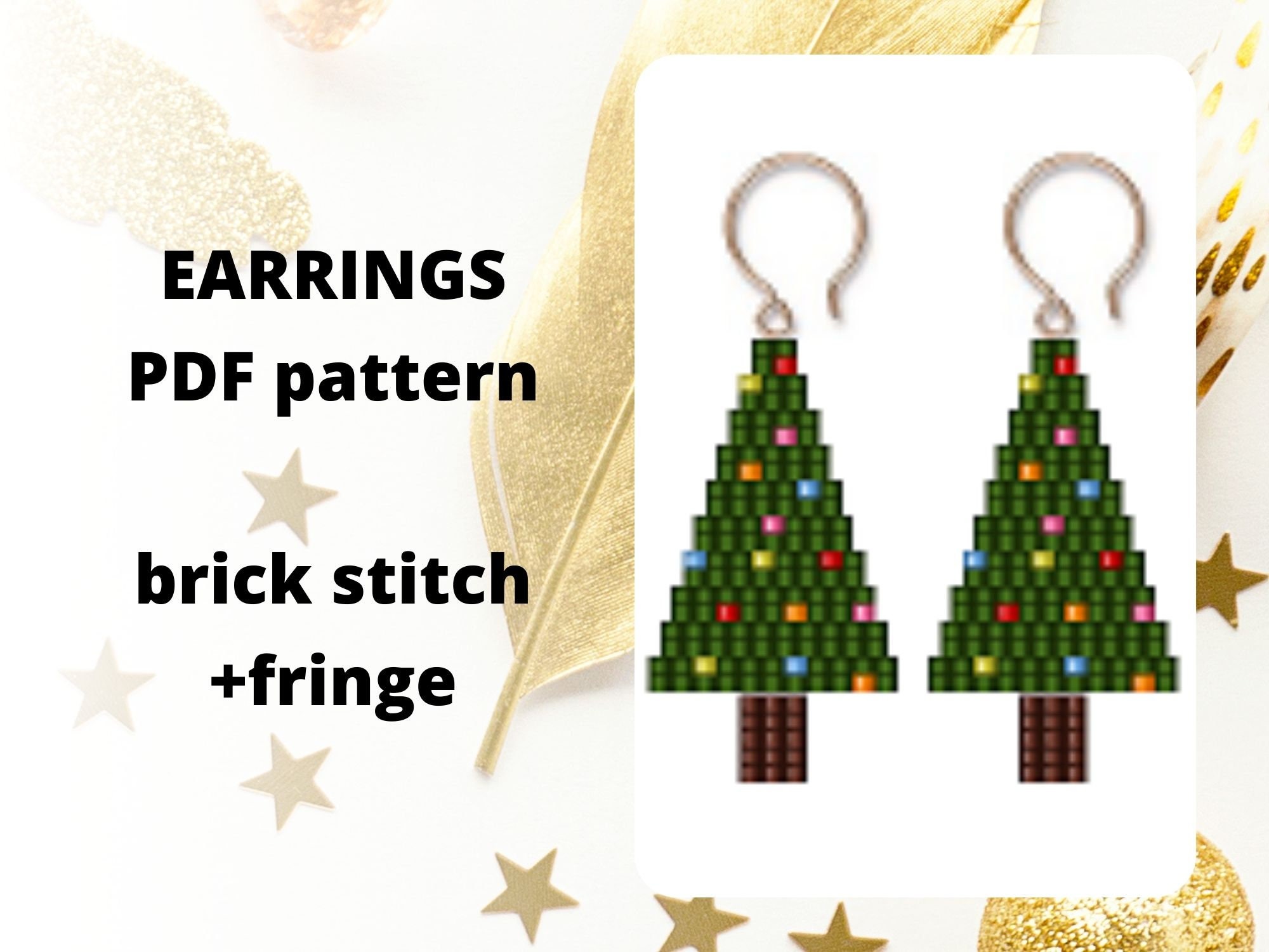 Christmas tree earring pattern Xmas beading pettern Brick Etsy