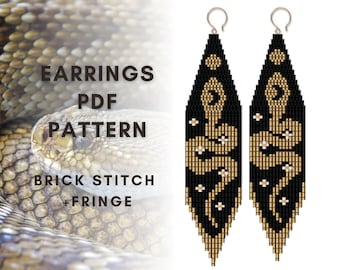 Moon Snake earring pattern, Beaded earring pattern, Fringe earring pattern, Full moon pattern, Seed bead earring pattern, PDF download