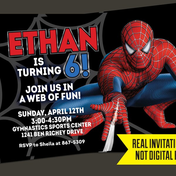 Spiderman Invitation   Spiderman Birthday InvitationPrinted