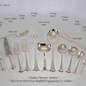 Silver Flatware 90 pieces Set for 12, including Serving Pieces , Onslow Pattern