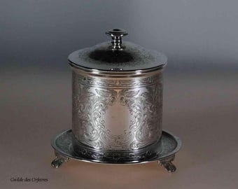 Silver Round Biscuit Box Embossed