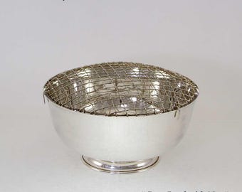 Zilverkleurige roze schaal met net, Old English, effen 8 inch