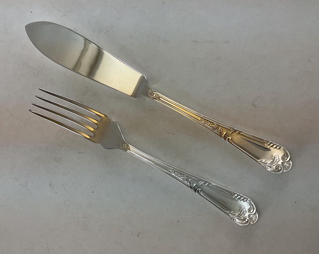 Silver Set of 12 Pair Fish Eaters, Fish Forks Fish Knives,;la Regence ...