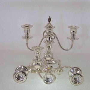 A Pair Silver Candelabra, Plain 3 Light  8  in.
