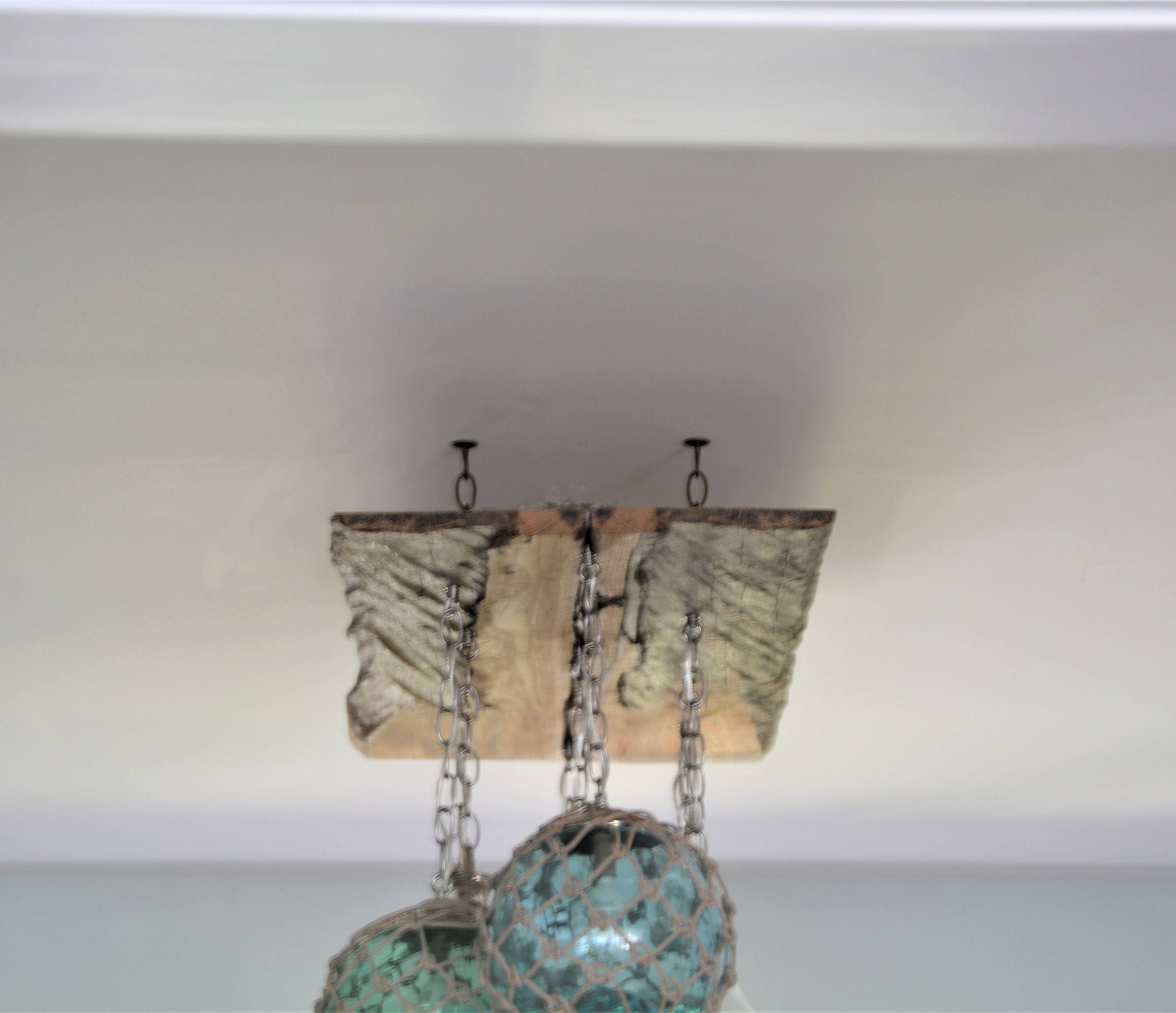 Glass Fishing Float Light Fixture, Chandelier With 7 Floats 