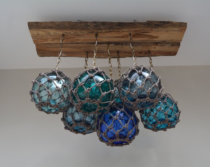 Vintage Glass Fishing Float Light Fixture Chandelier With 7 Etsy