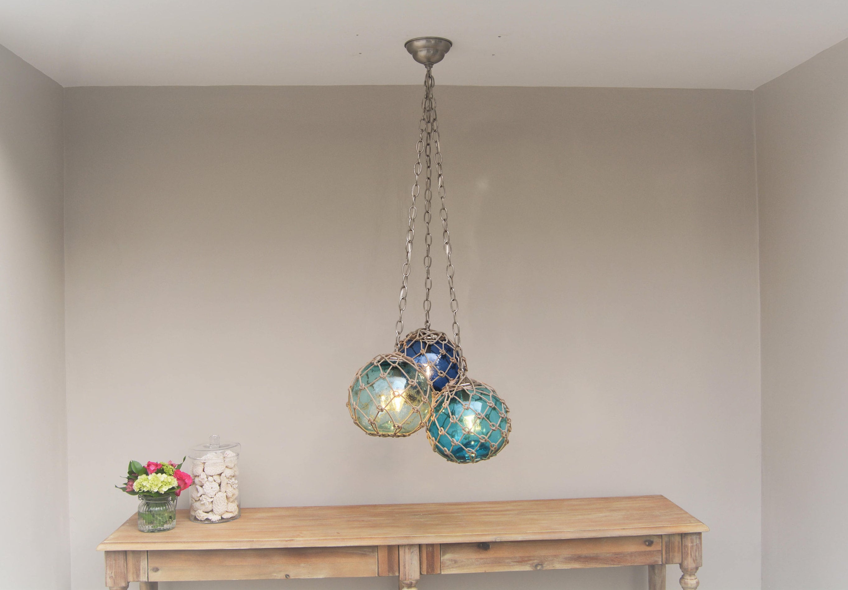Glass fishing float pendant light outlet