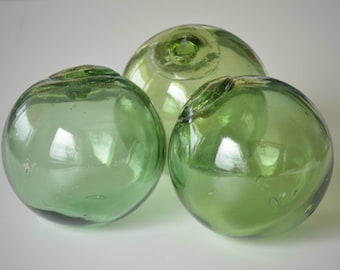 Set of Three Green Vintage 4" Japanese Fishing Floats