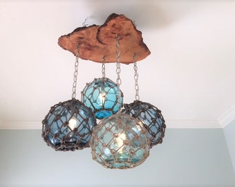 Custom Glass Fishing Float Light Fixture with 4 Floats