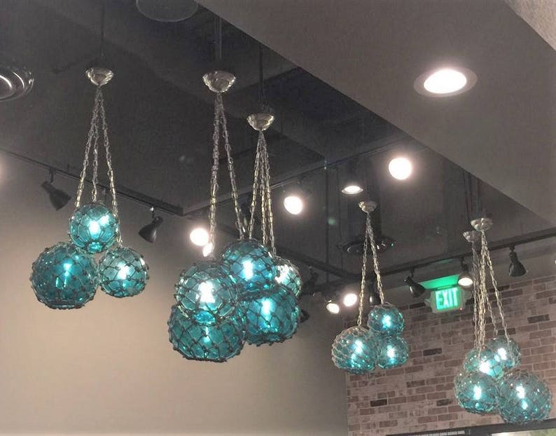 Glass Fishing Float Cer Pendant Light 1 Large And 2 Um Floats