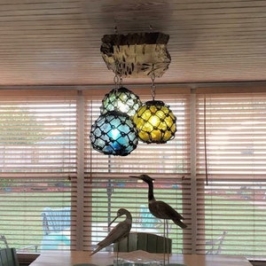 Fishing Float Light Fixture with 3 Glass Floats