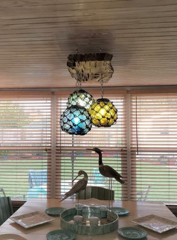 Glass fishing float pendant light outlet