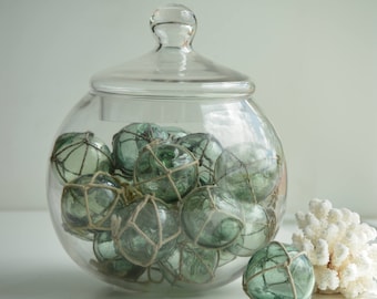 Green Vintage Japanese Fishing Floats with netting