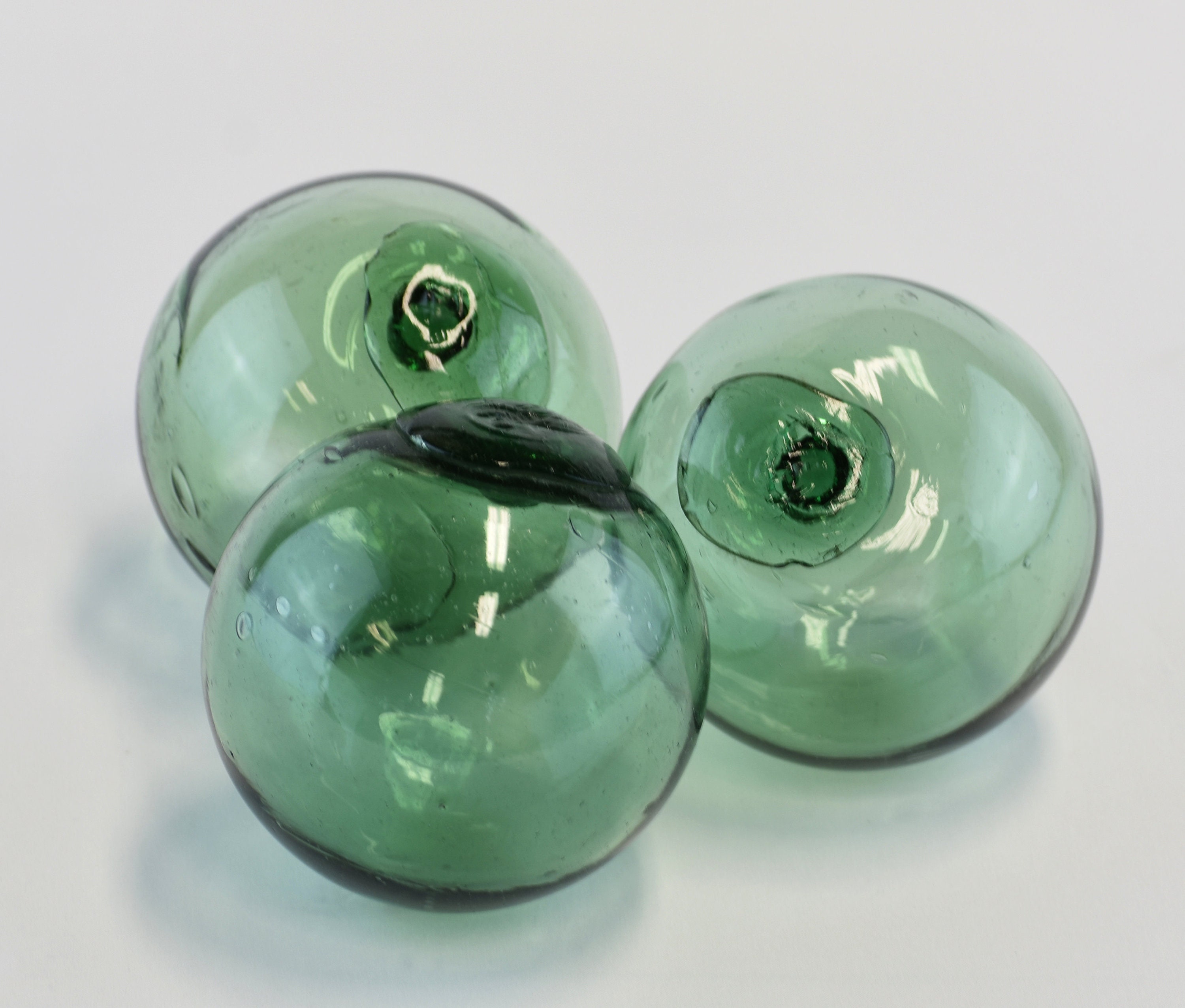 Set of 3 Vintage Glass Fishing Floats, 3.5 inches