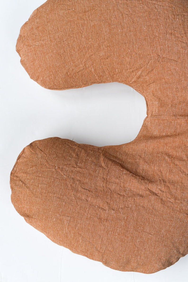 Rust brown LINEN nursing pillow cover Burnt umber cover Etsy