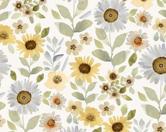 Sunflower crib sheet - Retro Floral nursery - Vintage changing pad cover - Fitted crib sheet - Nursing pillow cover