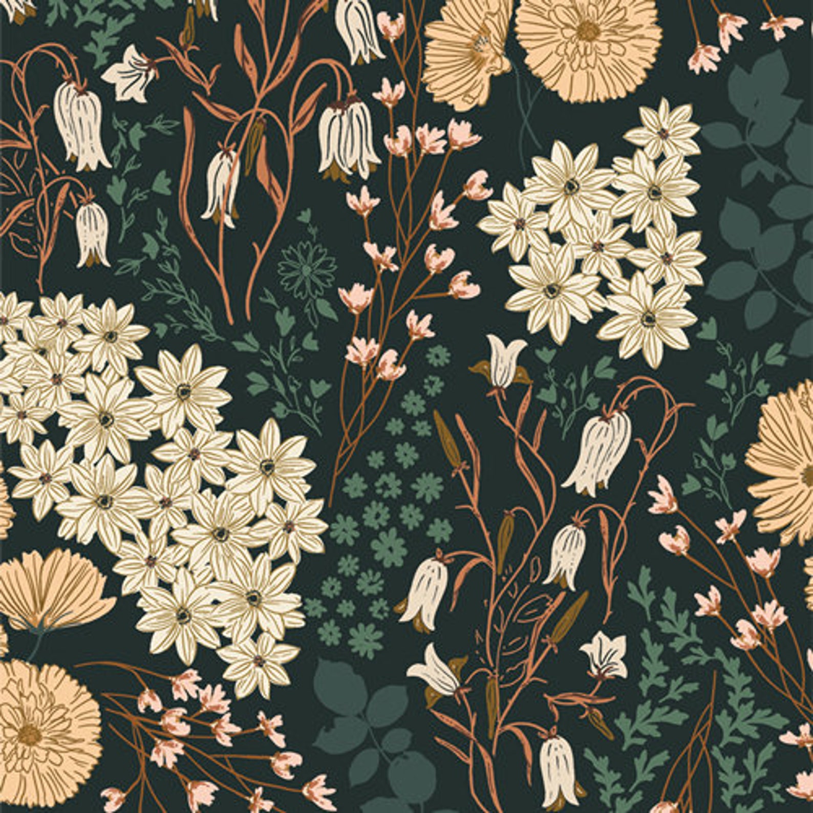 Black Bluebell Crib Sheet Dark Floral Nursery Boho - Etsy