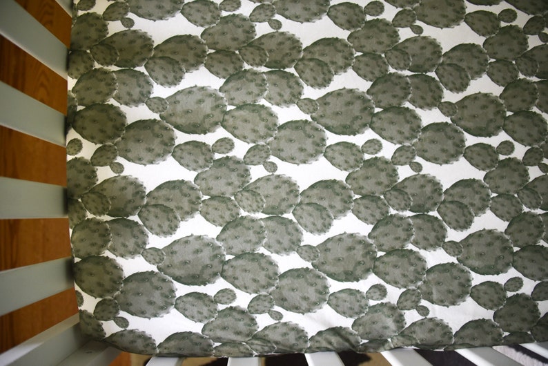 Cactus crib sheet Desert nursery Prickly pear crib sheet Baby bedding Cactus boppy cover Cactus theme baby shower Southwest nursery