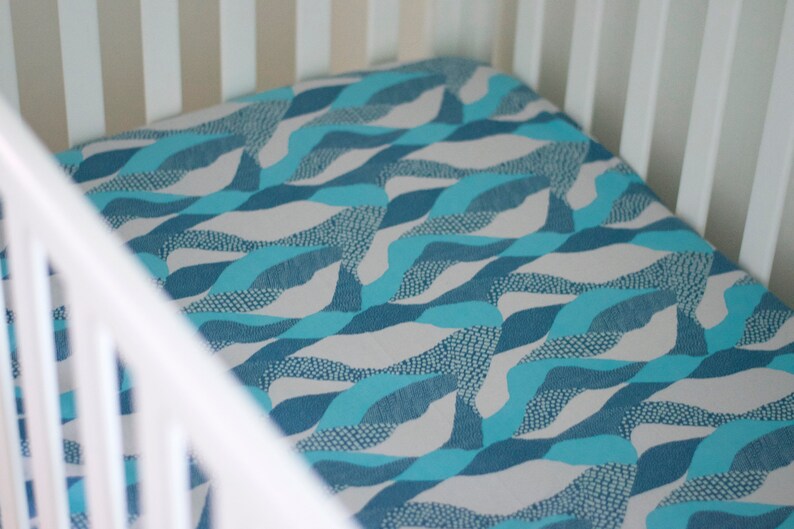 blue and grey nursery bedding