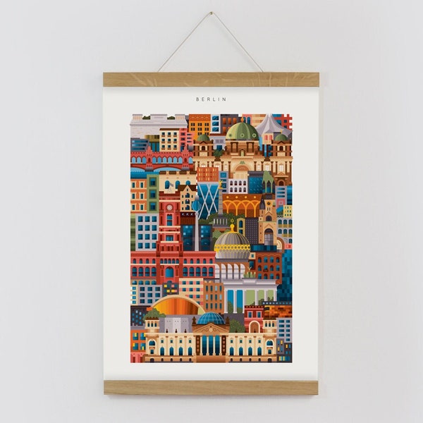 Berlin Colourful City Poster Print A3