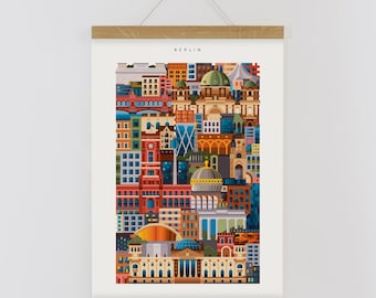 Berlin Colourful City Poster Print A3