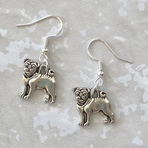 Silver Pug Earrings