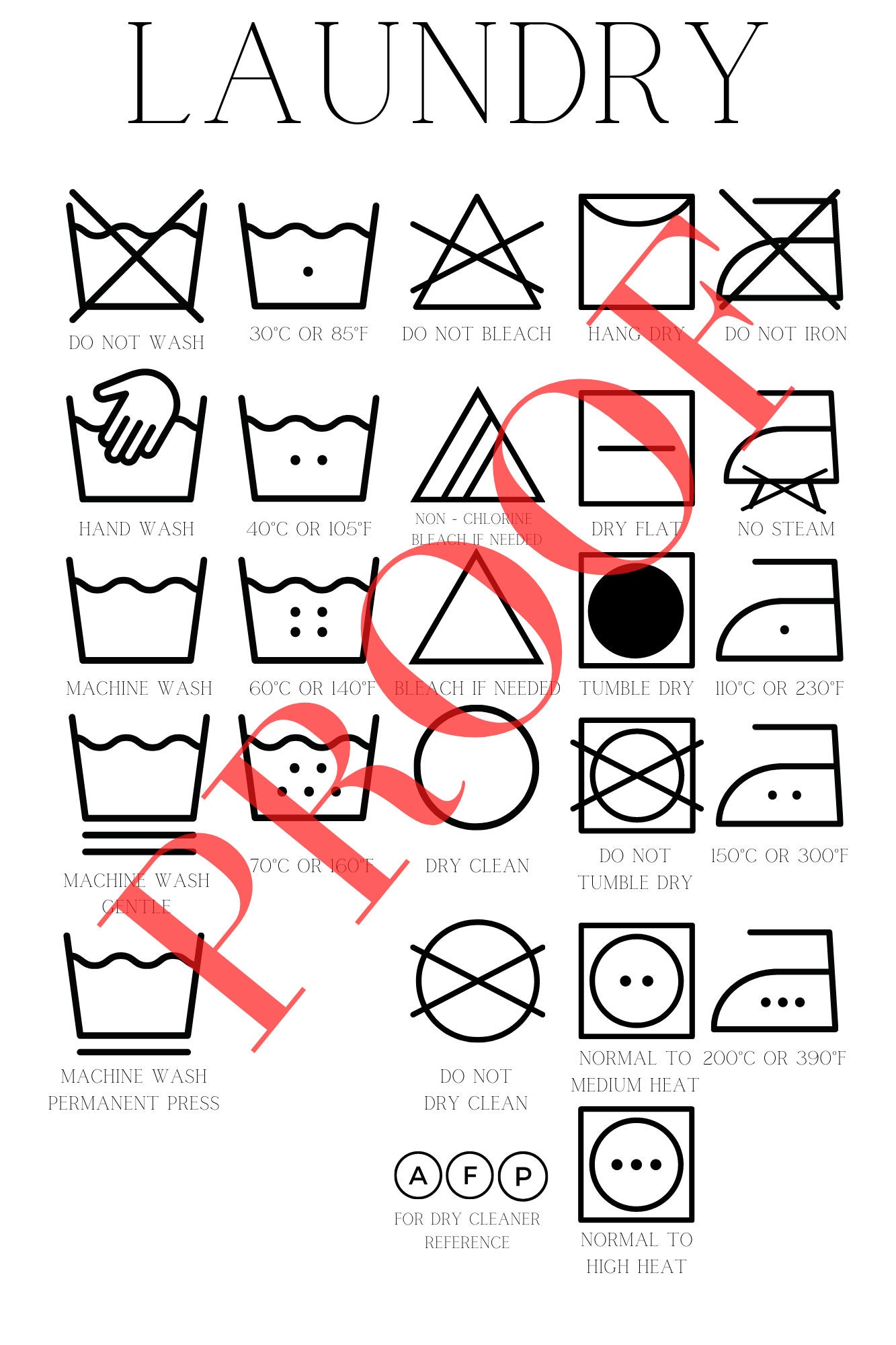Laundry Guide Printable DIGITAL DOWNLOAD - Etsy