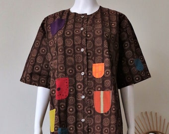 Finnish Vintage Marimekko brown Iloinen Takki dress A-line 1990s 90s