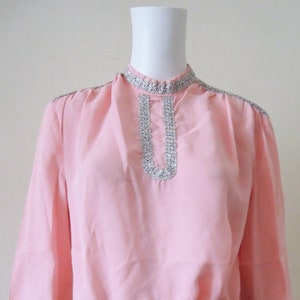 Vintage glam folklore blouse with cord embroidery Victorian Bohemian 1960s 60s 1970s 70s