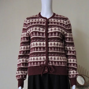 Vintage Austrian trachten striped wool knit cardigan folklore 1970s 70s 1980s 80s