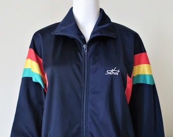 Vintage Adidas Track Top Zip Jacket Ivory White With Green Stripes