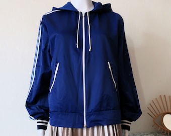 Vintage Adidas Track Top Zip Jacket Ivory White With Green Stripes