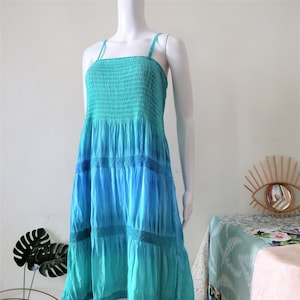 Aqua smocked dress sales