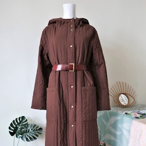 Finnish Vintage Vuokko padded cotton coat with quilting hood and patch pockets 1990s 90s 2000s 00s
