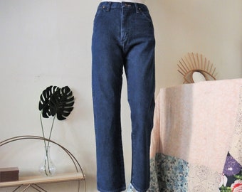 Jeans vintage Wrangler a vita alta in denim dritto con cerniera e patta, anni '90, '90, '80, '80