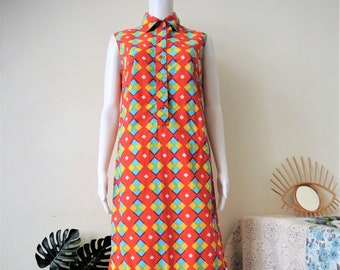 Vintage Marimekko Dress 1971 | Rare Finnish Cotton | Maija Isola Inspired | 70s Retro Summer Dress | Bold Graphic Print