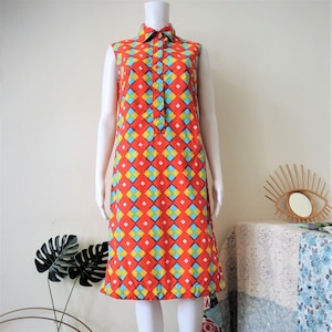 Vintage Marimekko Dress 1971 | Rare Finnish Cotton | Maija Isola Inspired | 70s Retro Summer Dress | Bold Graphic Print