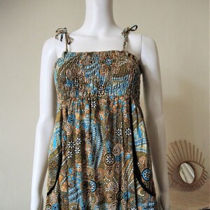 Vintage floral smocked cotton maxi strap dress sundress with empire waist 1980s 80s 1990s 90s image 4