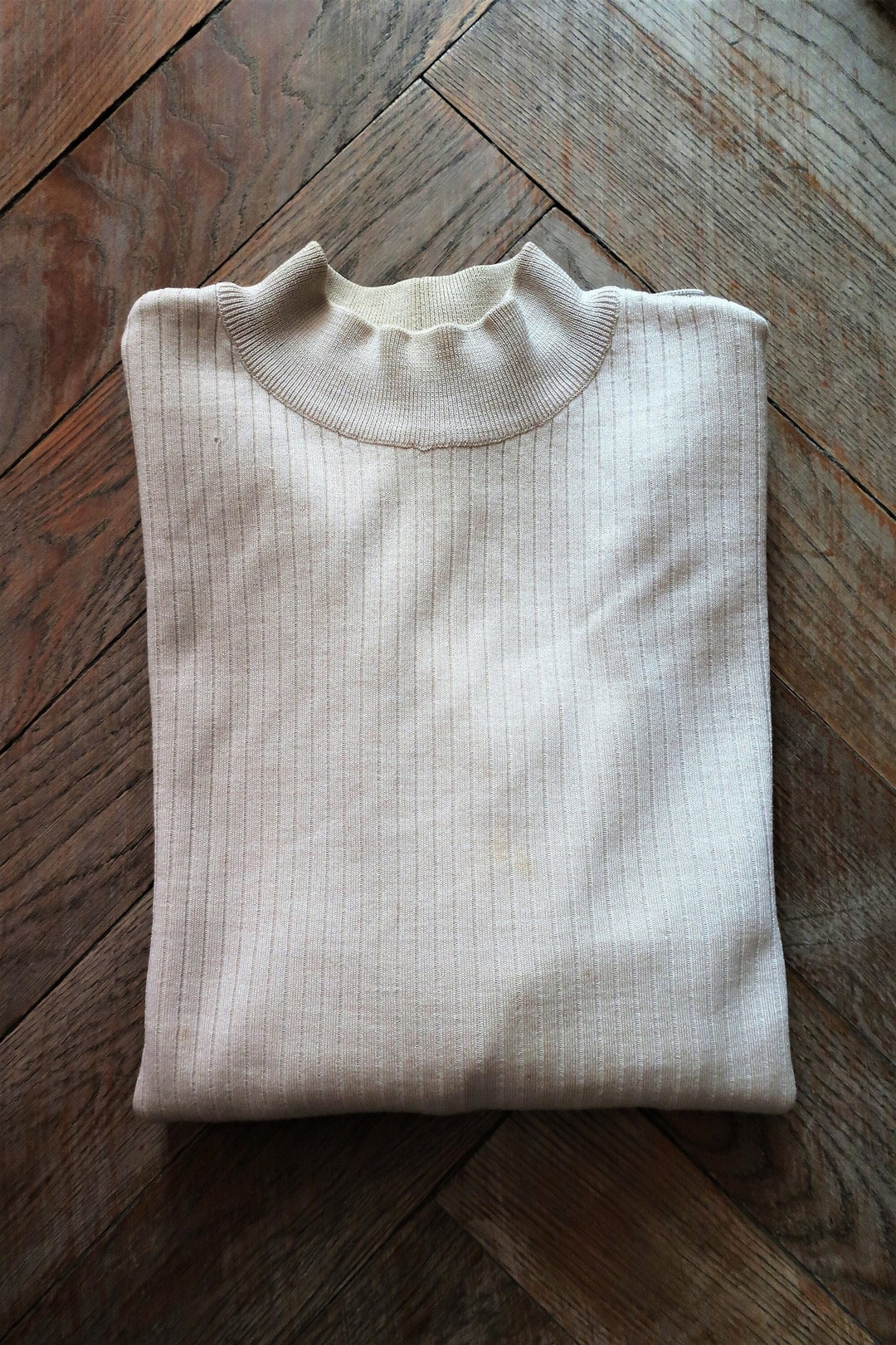 Vintage Sand Beige Pure New Wool Sweater Pullover With Fine - Etsy