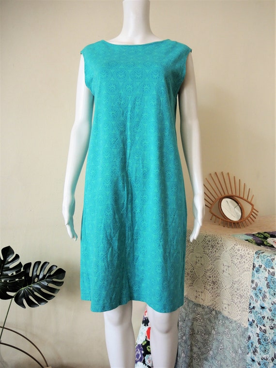 Vintage Marimekko Mika Piirainen turquoise cotton… - image 3