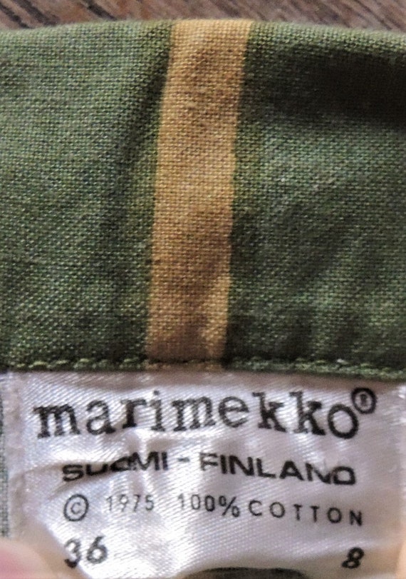 Vintage Marimekko Finland 1975 khaki and stripes … - image 2