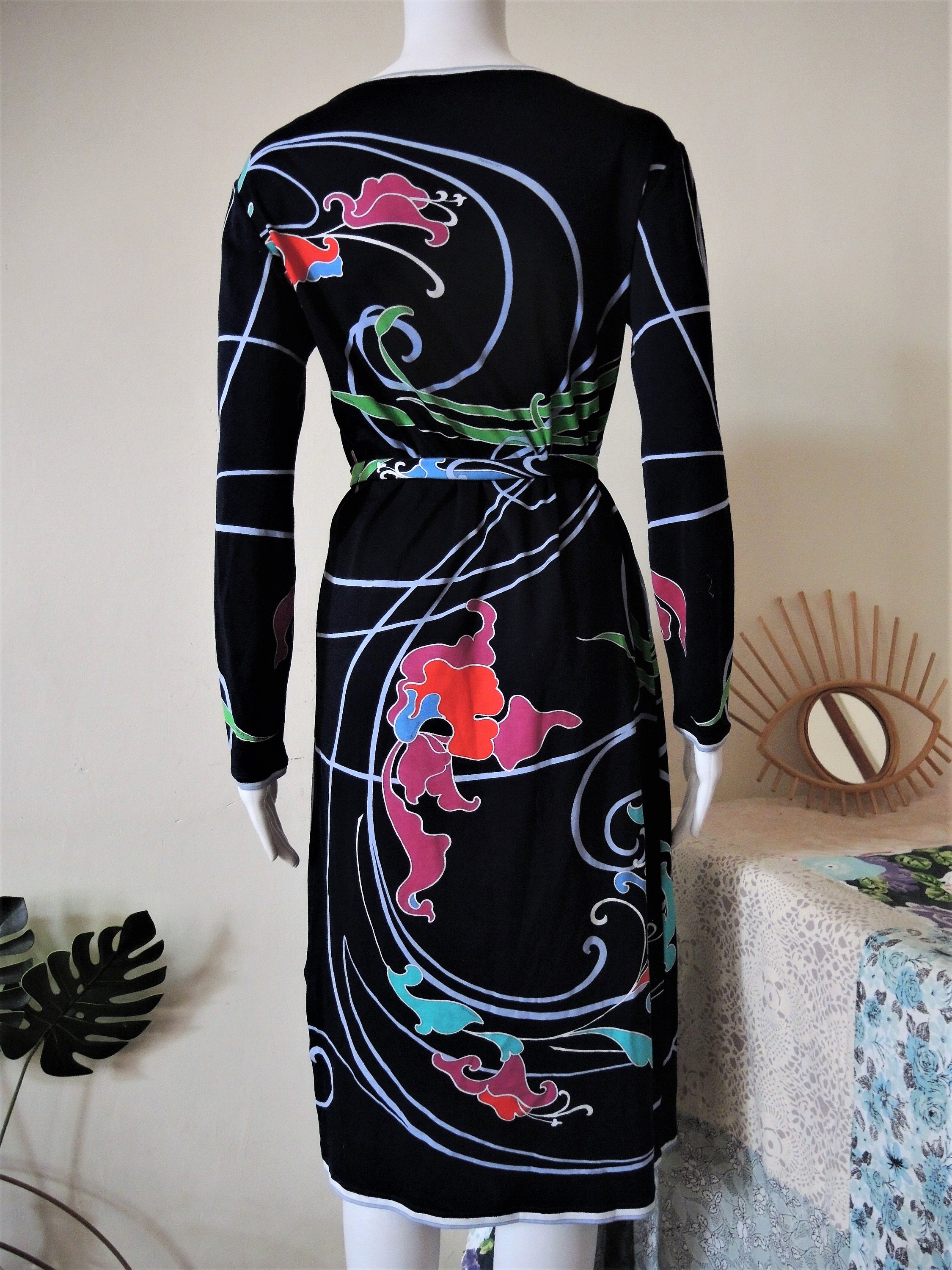 Vintage Leonard Studio Paris Jersey Midi Dress With Tropical Orchid Pattern  and Tie Belt 1990s 90s Made in Italy - Etsy